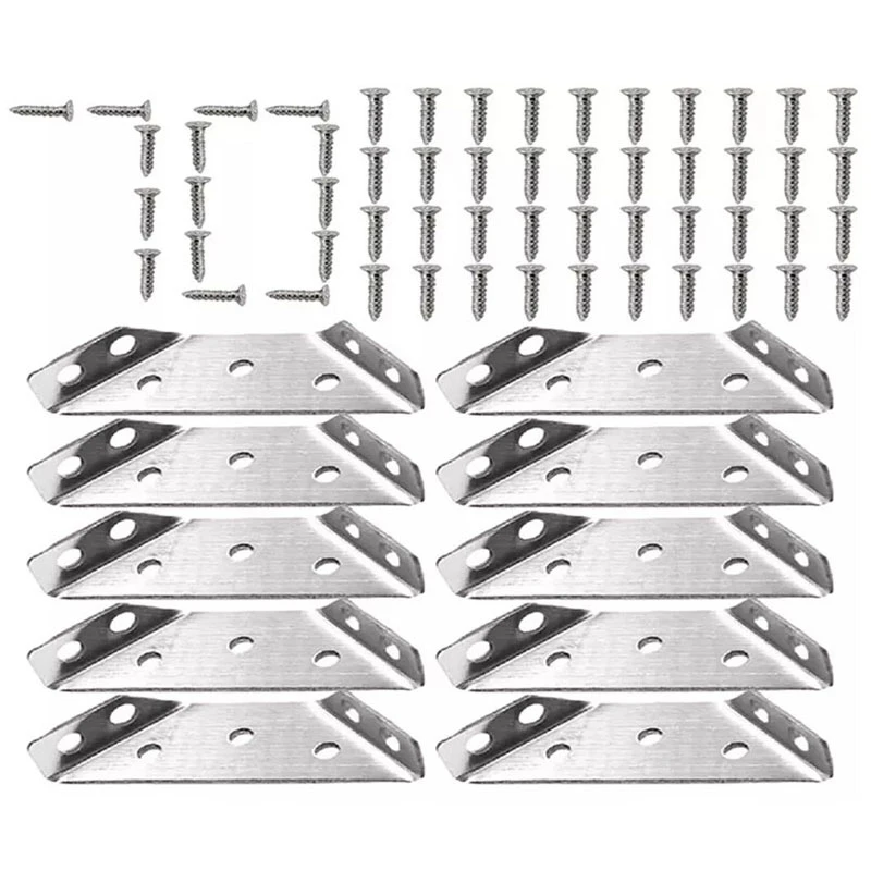 10pcs Universal Furniture Corner Connector Stainless Steel Small Universal Corner Code Fastener Triangular Support Furniture