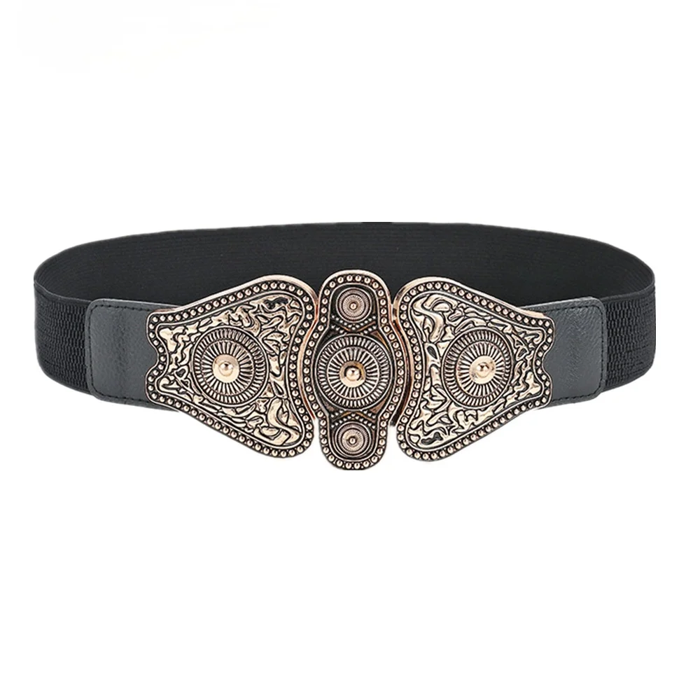 Cummerbunds หญิง Elastic เอวหญิงเข็มขัด Studded กว้างสตรีเข็มขัด Vintage ยืดสุภาพสตรีชุด Waistbands