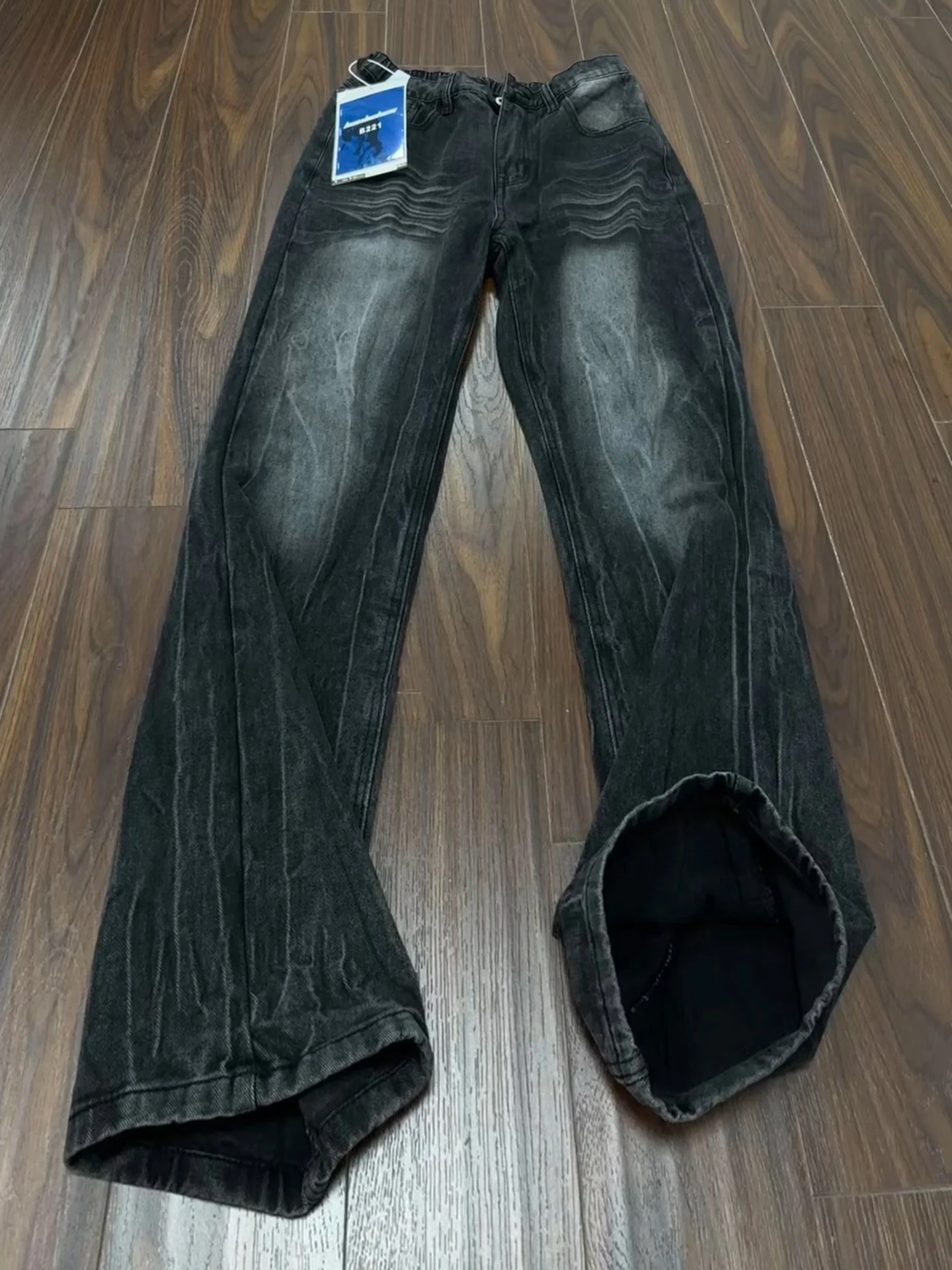 

Bla Waed Lightning Pattern Men's Summer Thin Denim Jeans Trendy Brand Cleanfit Pants American Sle Leg Lengthening Flare...