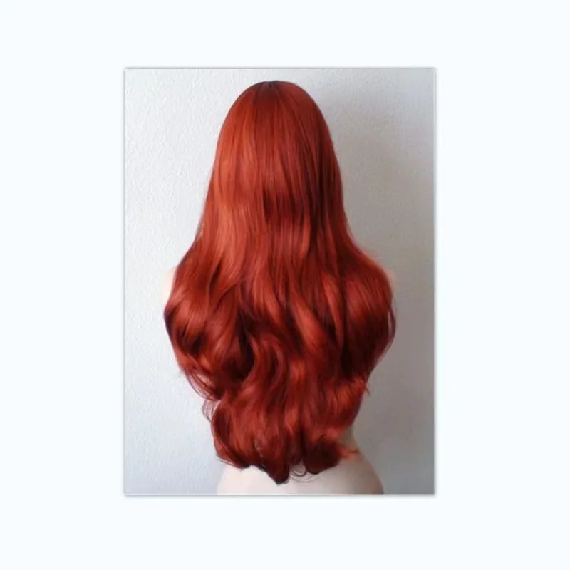 Mermaid Cos Long Curly Hair Halloween Ball Role Play Chemical Fiber Headgear Party Fashion Dress Up Accessories Wine Red Wig