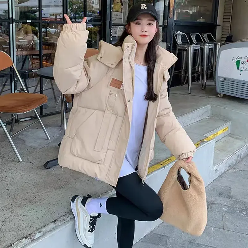 Cotton Women 2024 New Oversize Bread Clothing Short Cotton Jacket Autumn and Winter Jacket Hooded Cotton Jacket