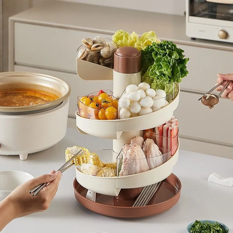 

Divided, rotating, storing vegetable platters, kitchen preparation, multi-functional draining trays