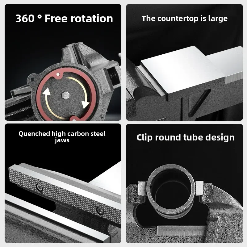 Heavy Duty Table Vise with Small Flat Clamp and Multifunctional Workbench for Industrial Use