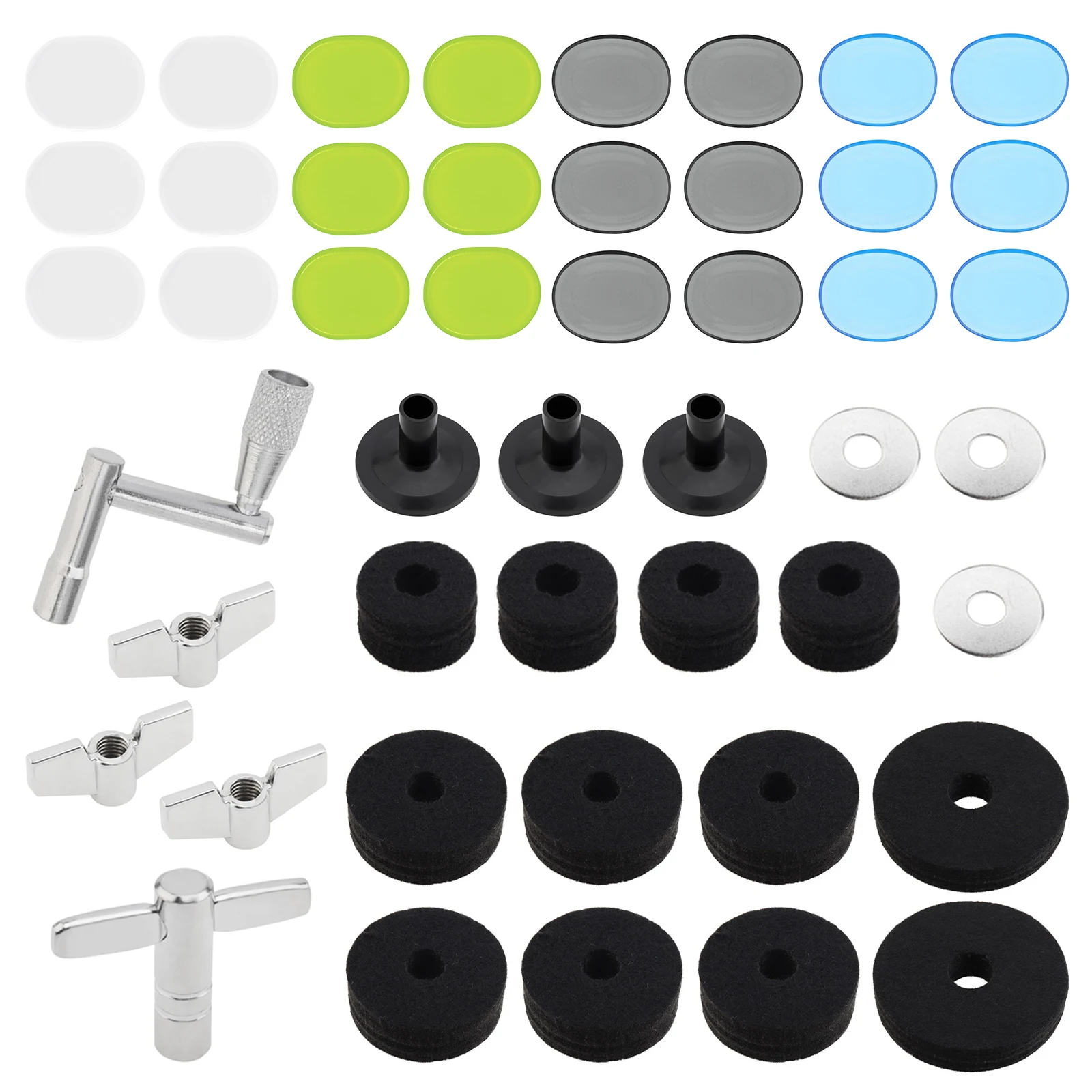 47pcs Cymbal Replacement Kit Drum Dampener Gels for Drum Set Hardware with Cymbal Felts, Clutch Felts,Wing Nuts,Washers,Sleeves