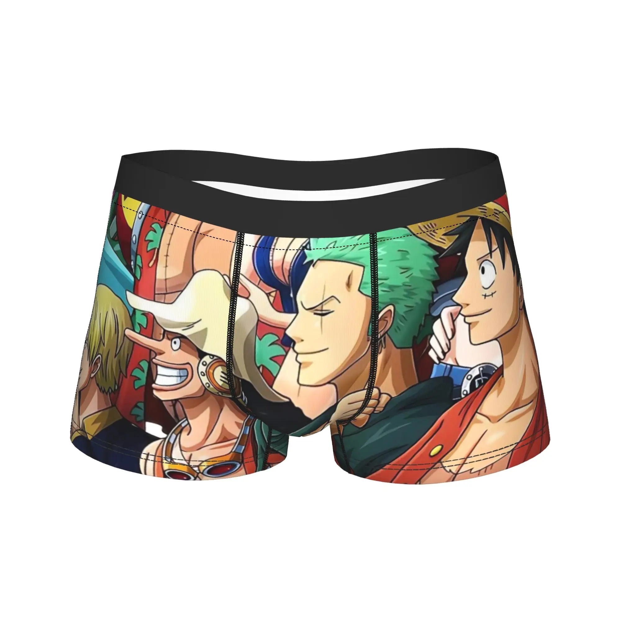 

Men One Piece Underwear Luffy Zoro Sanji Funny Boxer Briefs Shorts Panties Homme Soft Underpants Plus Size