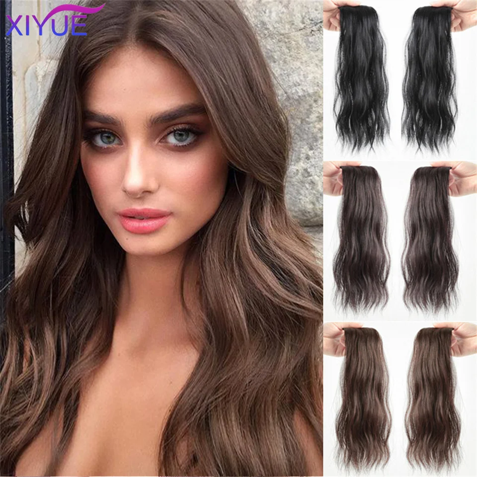 

XIYUE Synthetic Invisable Straight Hair Pads Clip In One Piece 2Clips Increase hair volume Hair Extensions Top Side Cover