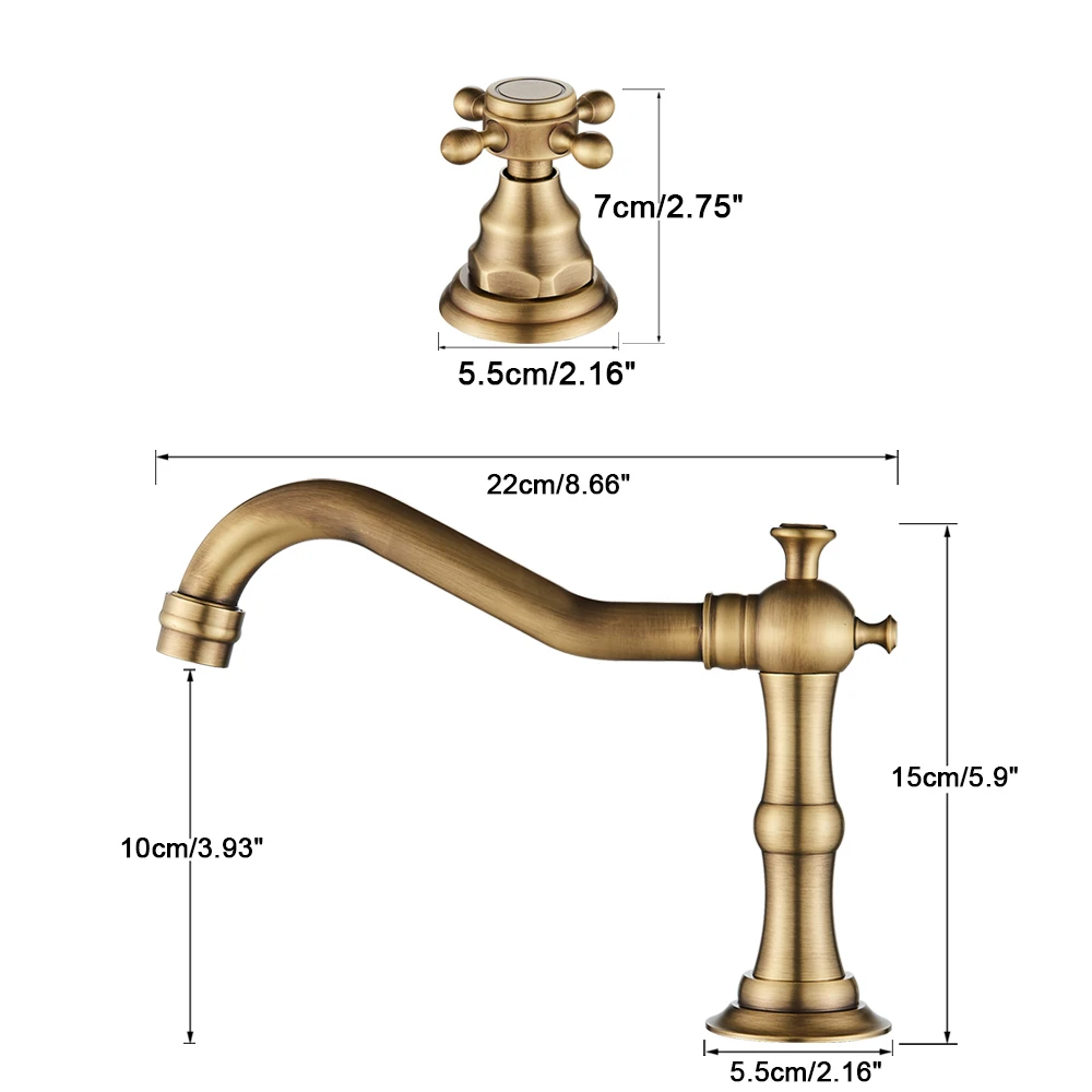 Uythner Black Basin Faucet Dual Handles Bathroom Tub Faucet Deck Mounted Hot and Cold Water Mixer Basin Tap Widespread 3 Holes