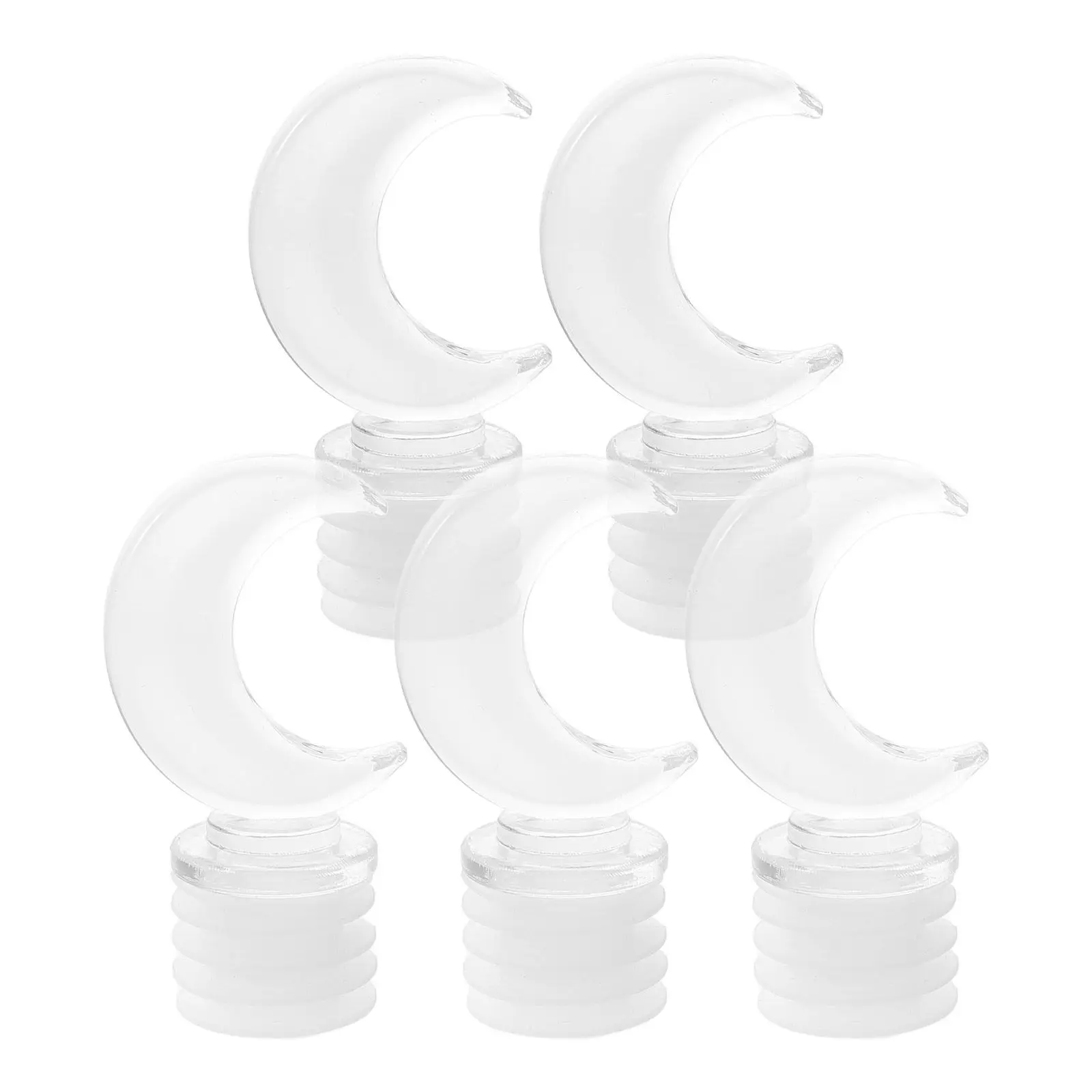 

5Pcs American Retro Moon Crystal Aromatherapy Bottle Stoppers Clear Plastic Replacement Plug Caps for Perfume Essential Oil