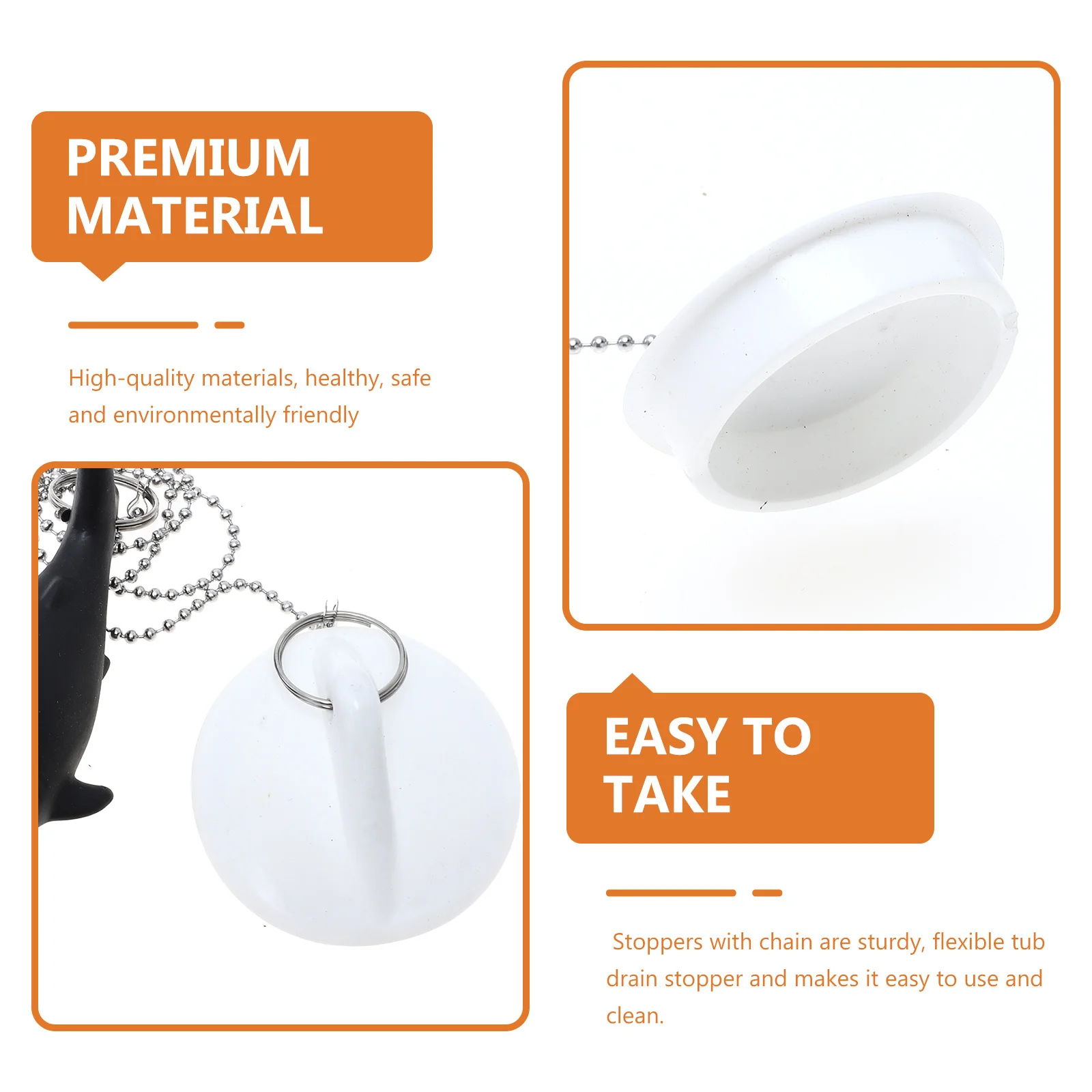 

4Pcs Chain Sink Stoppers Easy Remove Bathtub Plug Strong Sealing Function Kitchen Accessories Wear Resistant Sink Cover