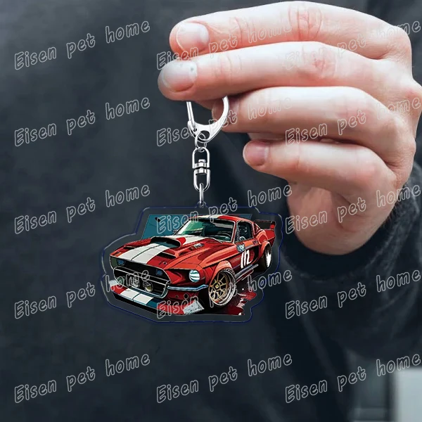 Cool Sports Car Racing Keychains for Accessories Bag Fashion Red Car KeyChain Ring Jewelry Fans Gifts Keyrings