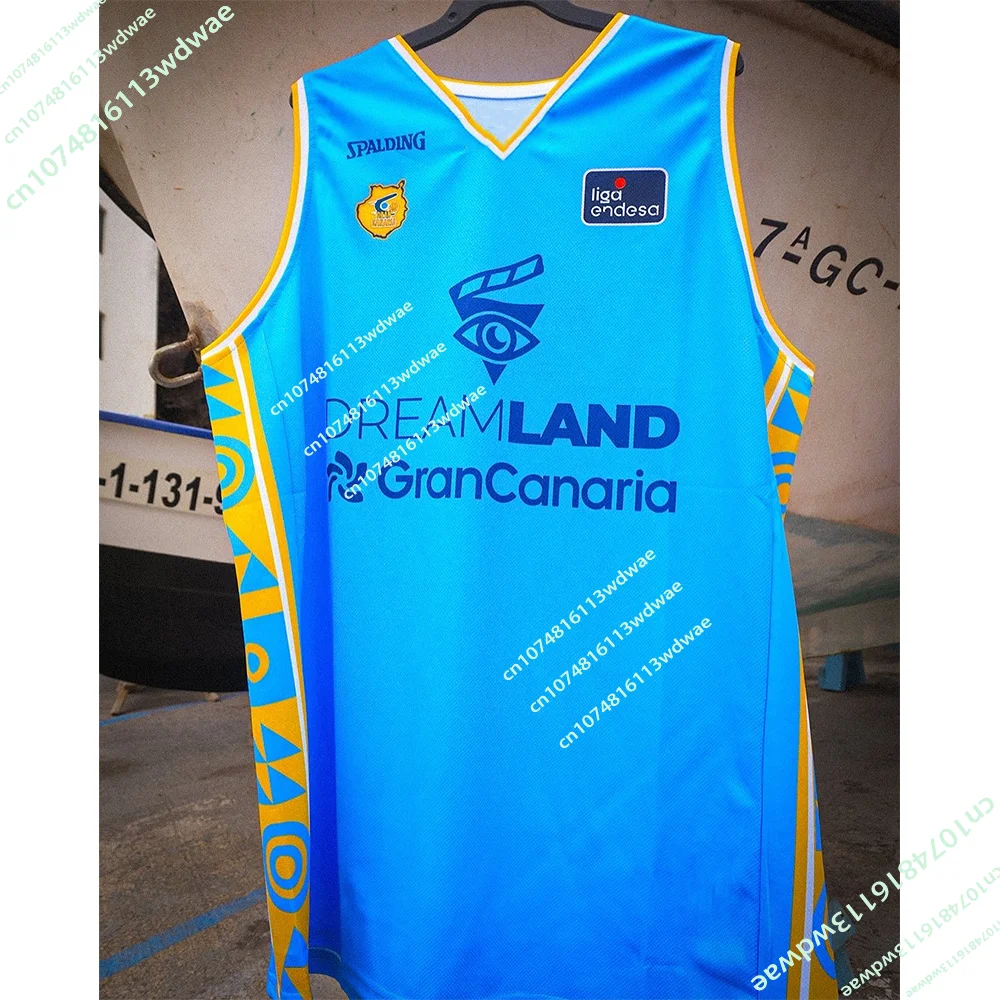 

Новая баскетбольная майка для мужчин и детей Испанской баскетбольной лиги 25/26, спортивная майка Гран-Канария, быстросохнущий комплект