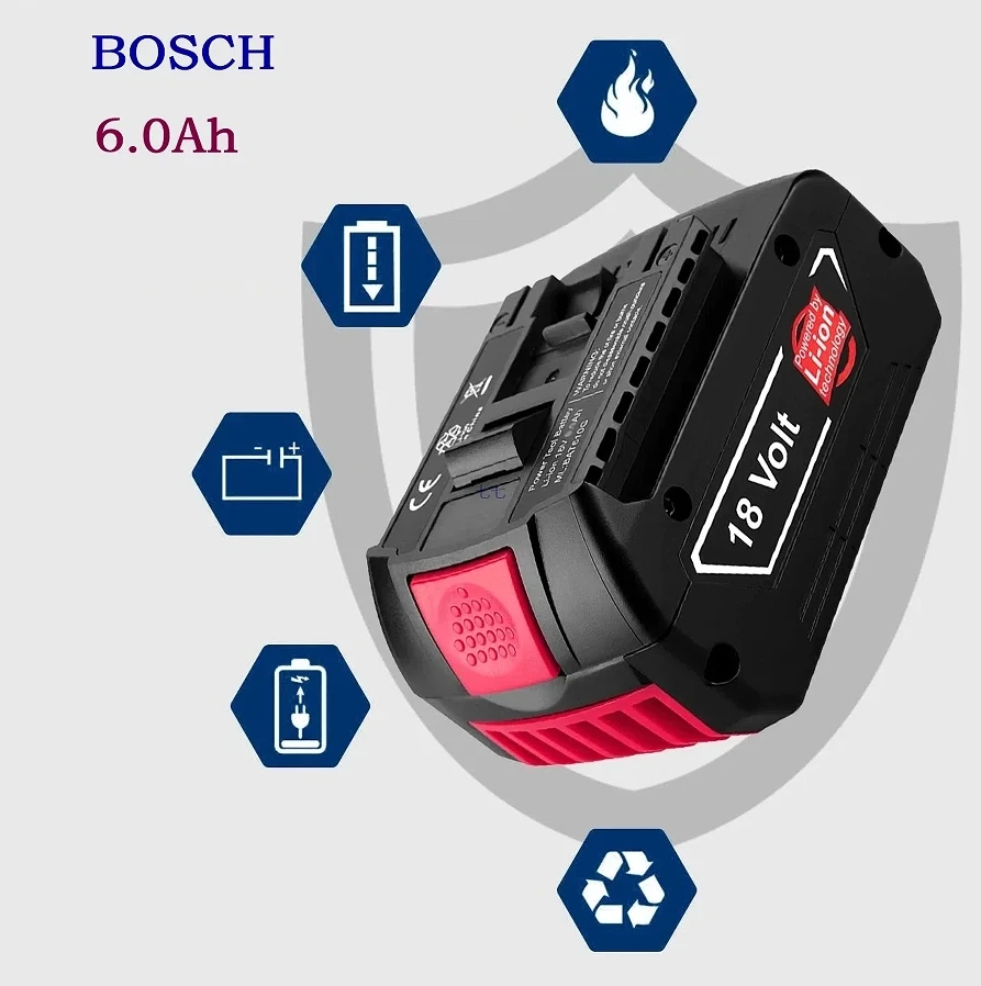 18V 6.0Ah Rechargeable Li-ion Battery New for  Electric Drill Models BAT609 BAT609G BAT618 BAT618G BAT614 High Capacity Pow