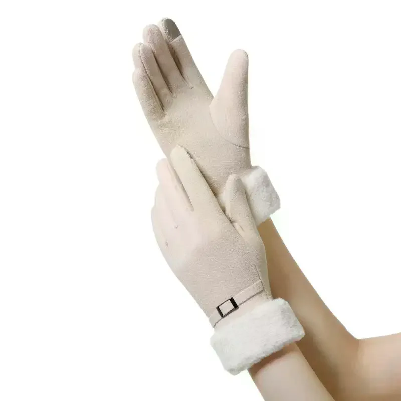 Mode Handschoenen Herfst Winter Leuke Harige Warme Wanten Lange Vinger Wanten Vrouwen Outdoor Sport Vrouwelijke Handschoenen Touchscreen Handschoenen