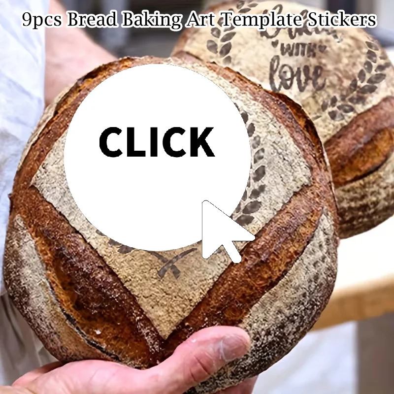 

9-piece Reusable Bread Baking Template, 5.9 X 5.9 Inches - For Artistic Decoration, Baking Decoration Template