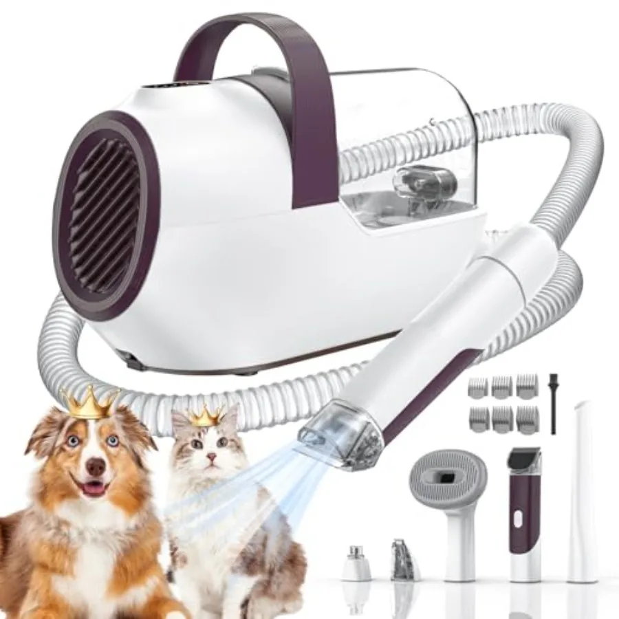 

Dog Grooming Vacuum with Pet Clipper Nail Grinder 6-in-1 Grooming Tools Set in Caramel for Pet Care and Cleaning