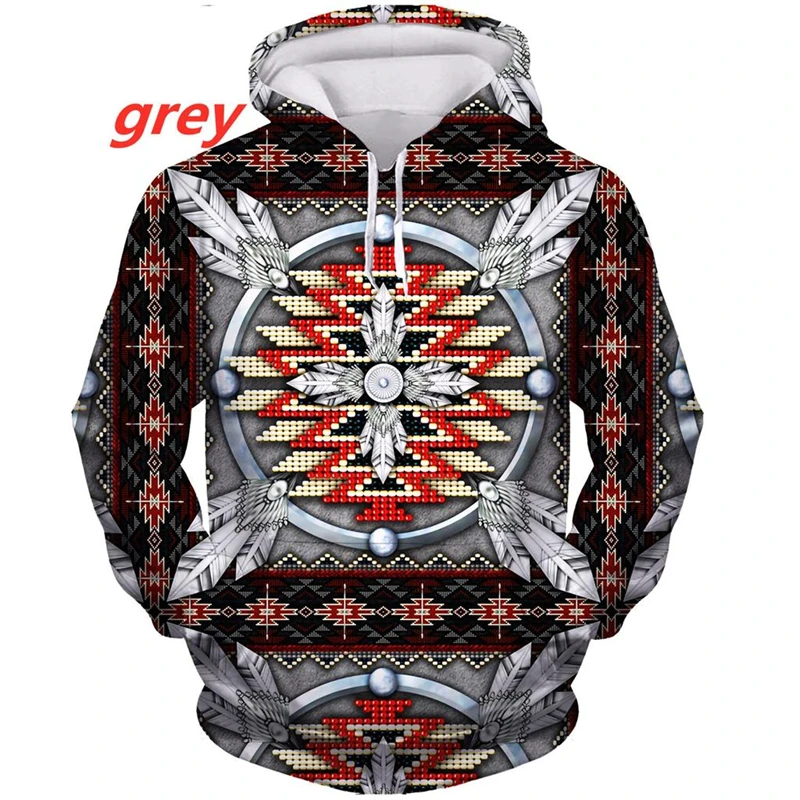 Ethnic Style Indian Pattern 3D Printed Hoodies Men Harajuku Fashion Long Sleeve Sweatshirt Unisex Autumn Casual Hooded Pullover