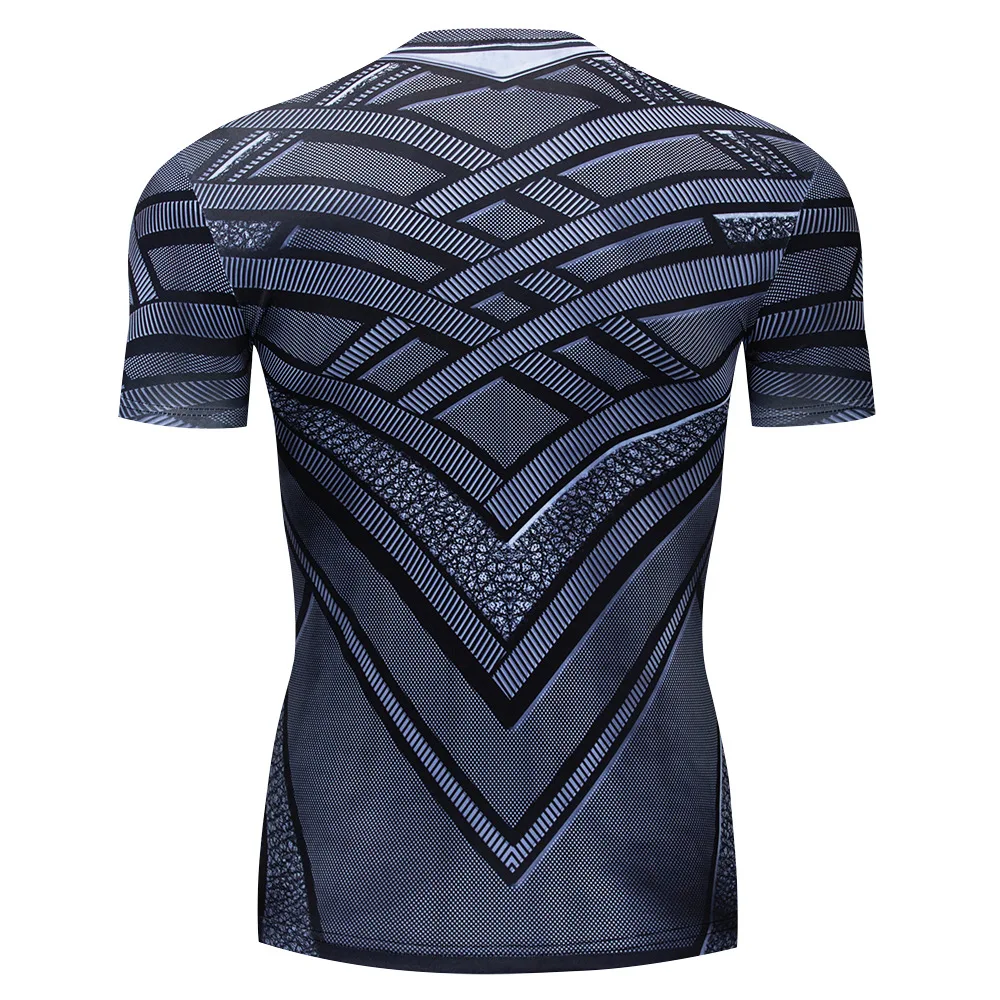 2022 new men's high stretch skintight Sweatshirt Men's Sports Fitness 3D men's short sleeve T-shirt