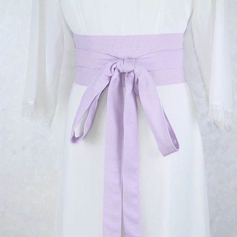360 سنتيمتر الصينية التقليدية طويلة Hanfu حزام المرأة العتيقة فستان أنيق ديكور حزام القطن الكتان بلون حزام حريري طويل