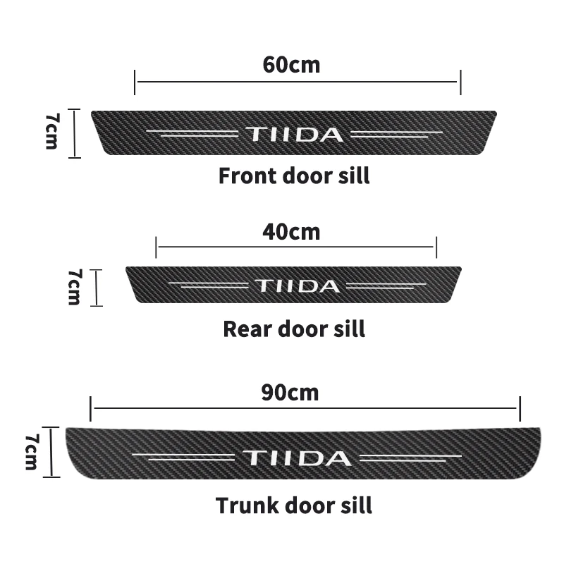 Car Door Sill Carbon Fiber Sticker Threshold Side Anti Scratch Waterproof  For Nissan TIIDA Auto Rear Trunk Bumper Anti Scratch