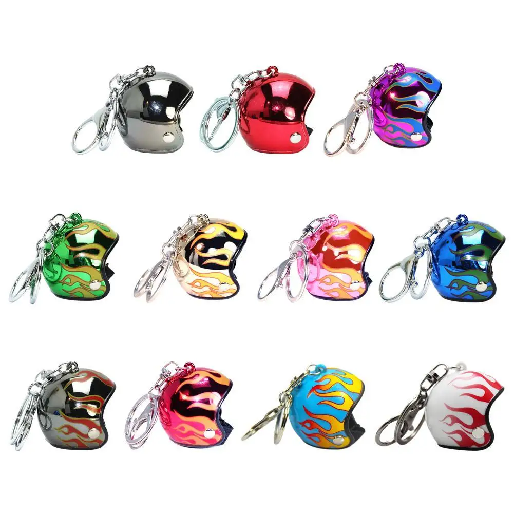 Colorful Motorcycle Safety Helmet Keychain Female Men's Hard Hat Heavy Metal Rock Car Keychain Bag Hanging Pendant Decoration