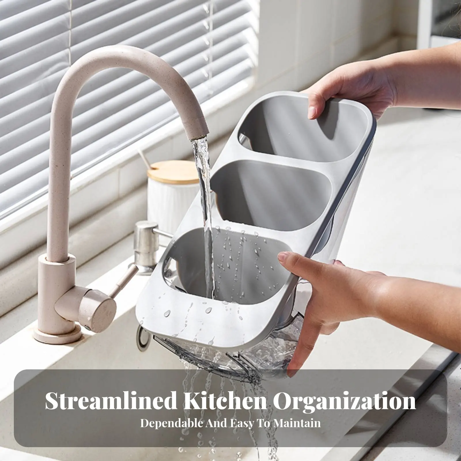 

Lidded Chopstick Container Particlesprotective Lid Kitchen Organizer Multi-Compartment Easy to Clean for Dormitory, Office Desk
