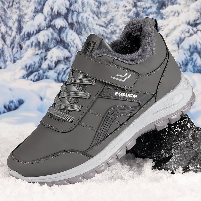 Winter men's shoes for middle-aged elderly people, old Beijing cloth men's style, with added fleece and thickenedwarmth