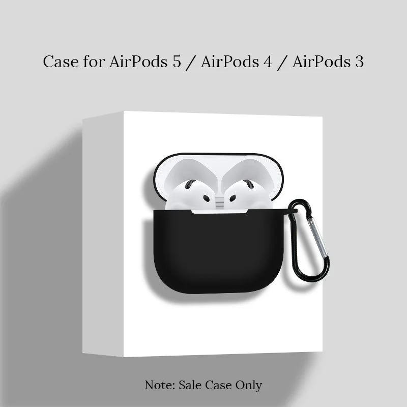 Case for Apple AirPods 5 4 3 Earphone Soft Silicone Shockproof Protective Cover Earbuds Charging Box Shell with Carabiner