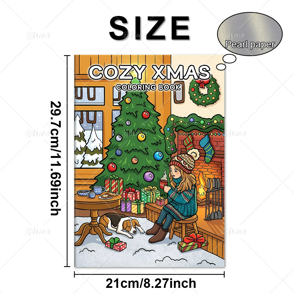Cozy Xmas Coloring Book, Bold Easy Christmas Coloring Pages, Winter Cozy Home, Hot Cocoa Fireplace, Christmas Gift For Adults