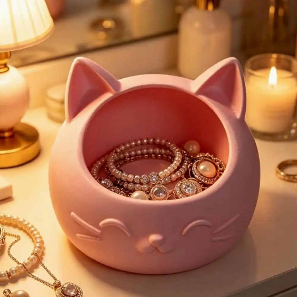 2026 3D Printed Cat Head Pen Holder, Cute Desktop Storage Container, Wide Mouth Sundries Container for Keys Pens Makeup Brush Br