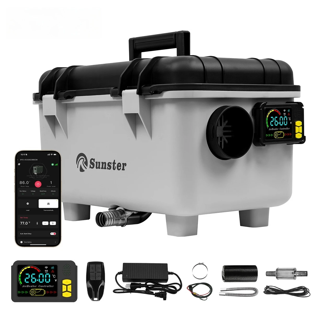 8KW 12V/24V/230V Toolbox Diesel Luchtverwarmer Stille Nachtverwarmer Met Stroomadapter/Constante Temperatuur/LCD Paneel Voor Camper Truck - afbeelding 2