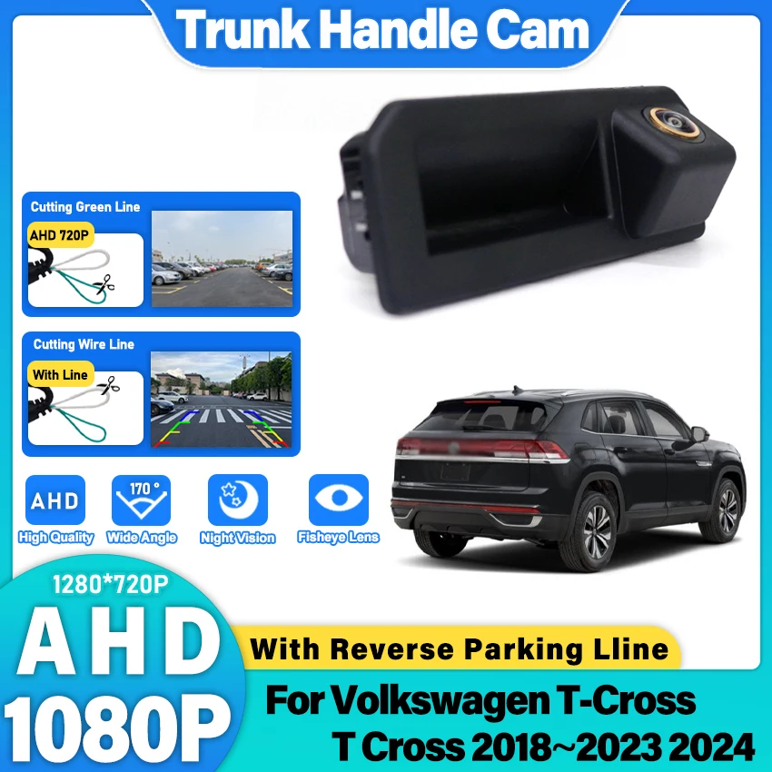

Камера заднего вида AHD с золотым объективом типа «рыбий глаз» и ночным видением HD для Volkswagen VW T-Cross 2018~2022 2023 2024