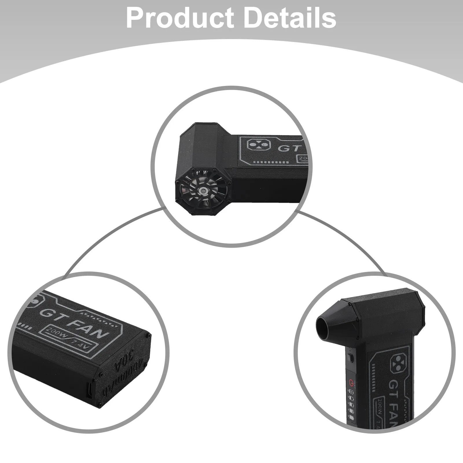 Black Electric Fan Blower Fast Charging Fan Fast Charging Protocol Motorised Regulation Type-C Charging Interface