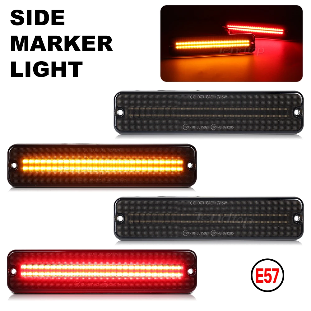 4pcs White/Amber&Red LED Side Marker Light For Jeep Cherokee SJ,Wagoneer,Grand Wagoneer,J10 J20 Pickup,CJ5 CJ6 CJ7,Scrambler CJ8