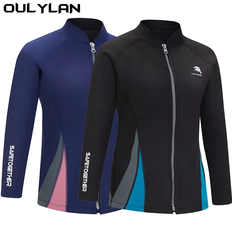 Oulylan Swimming Swimsuit Split Surfing Jacket Pants 2MM Women Diving Suit Diving Jacket Wetsuit for Snorkeling Scuba