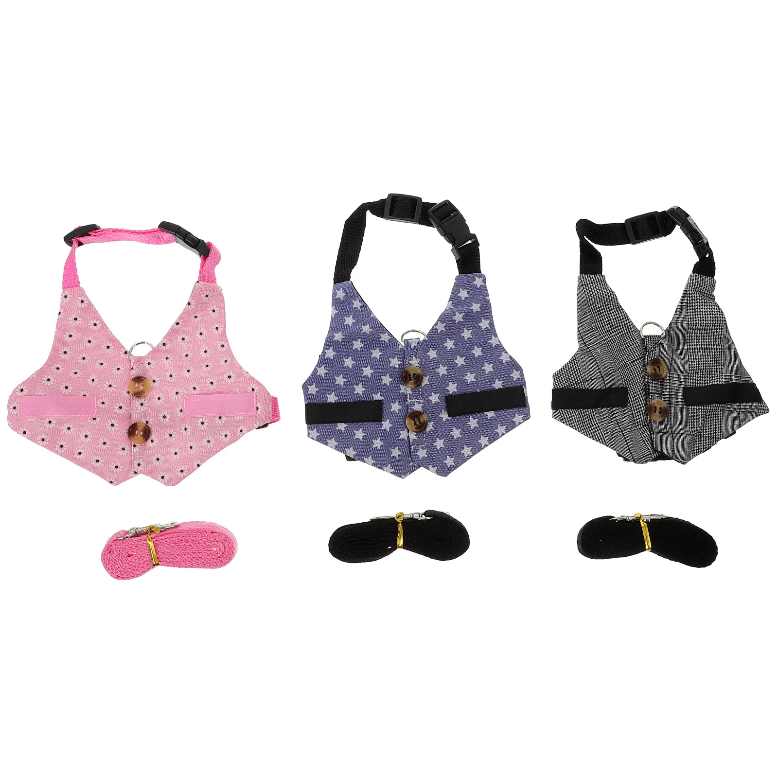

3Sets Bunny Harness Leash Pet Clothes Exquisite Decoration Kit Practical Durable Comfortable Touch Safe for Rabbit Travel