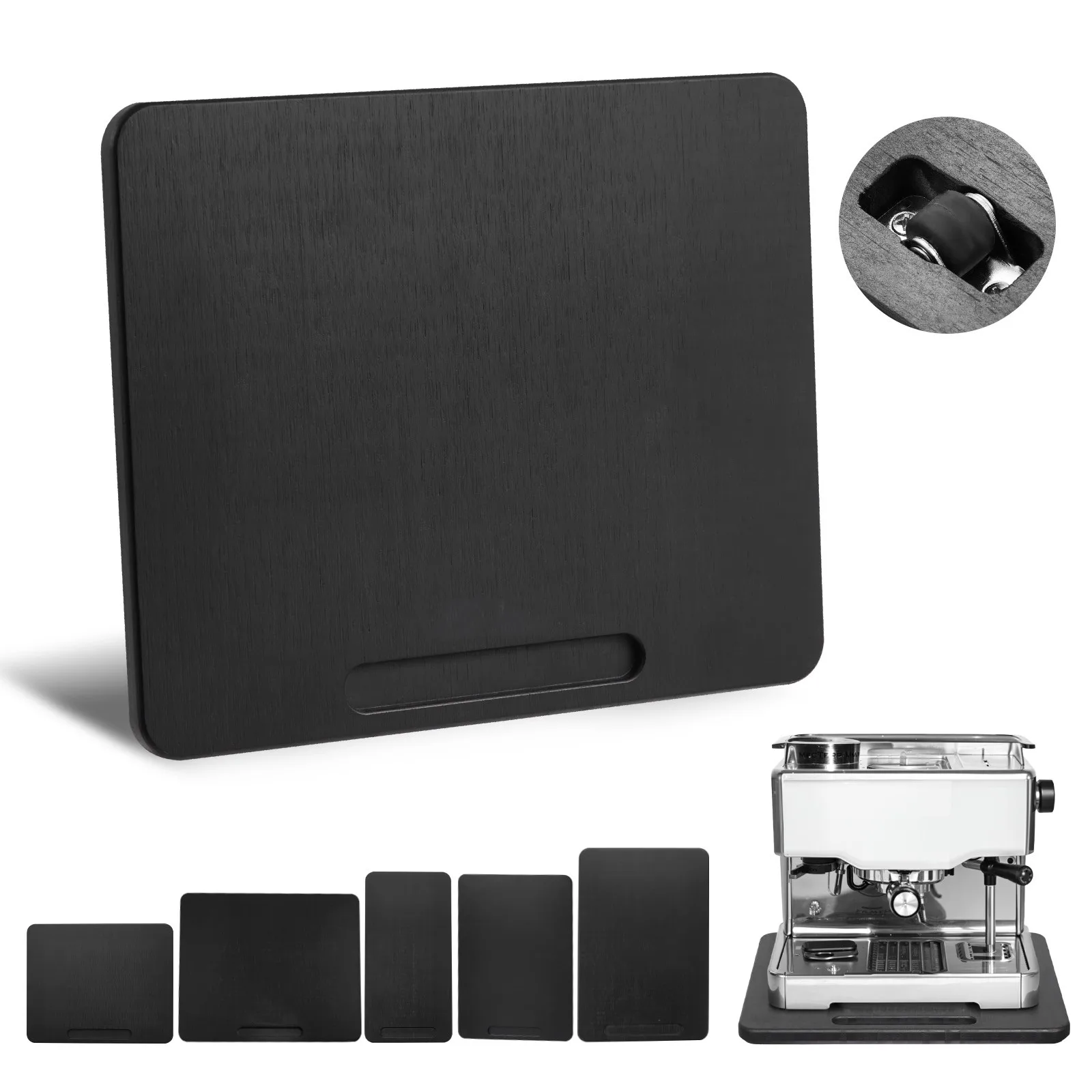 SucceBuy Vassoio Scorrevole Nero Multi-Misura per Elettrodomestici da Cucina con Ruote Silenziose Sotto il Mobile per Macchina del Caffè