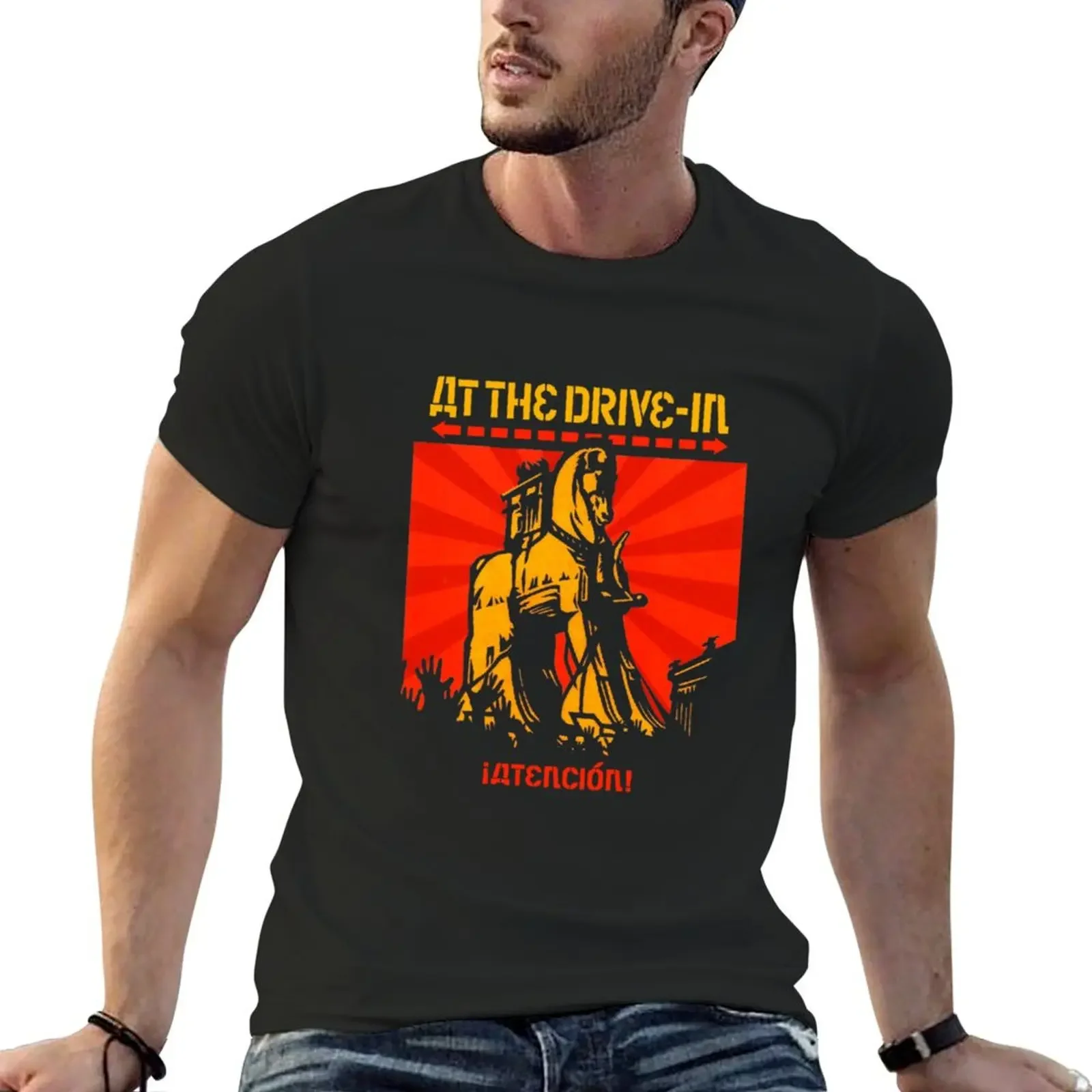 

at the drive in tour - atention T-Shirt cute tops rapper graphic tees quick drying oversized t shirt men