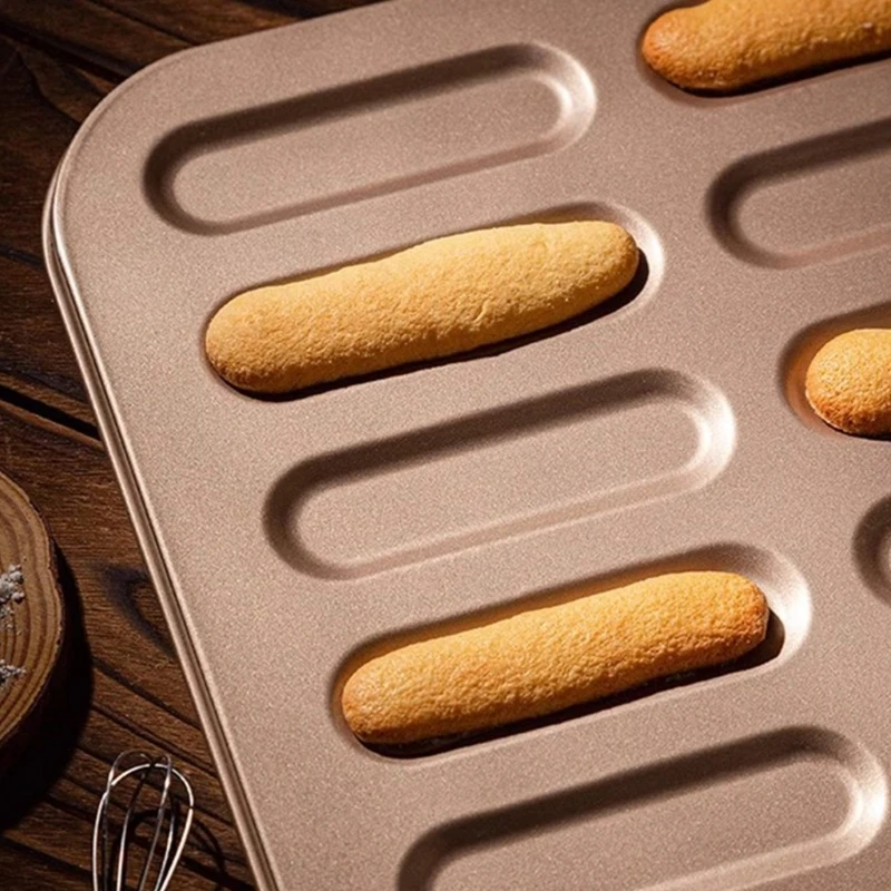 Bánh Quy Dính Khay Nướng Bánh Thép Carbon Bánh Mì Ladyfinger Khuôn 14 Khoang Ngón Tay Hình Bánh Quy Khuôn Máy Nướng