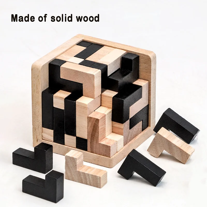 3D Cube Puzzle Luban Interlocking CreativeEducational Wooden Toy Brain lQ Mind EarlyLearning Game Gift For Children Letter 54L