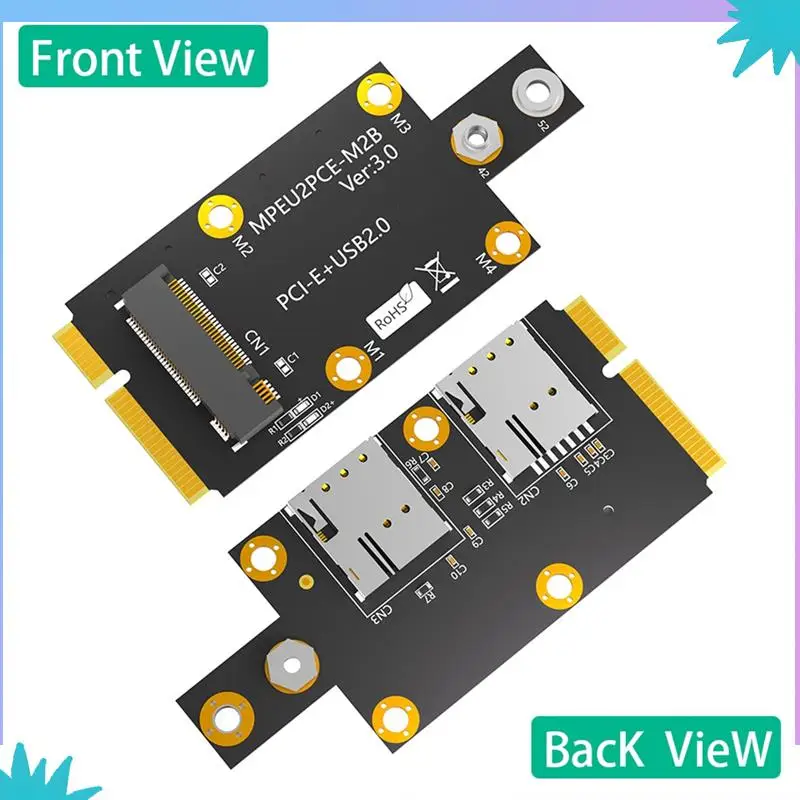 محول ABZW Mini M.2 Key B إلى PCI-E مع فتحة بطاقة SIM نانو مزدوجة لوحدة 3G/4G/5G سهلة الاستخدام