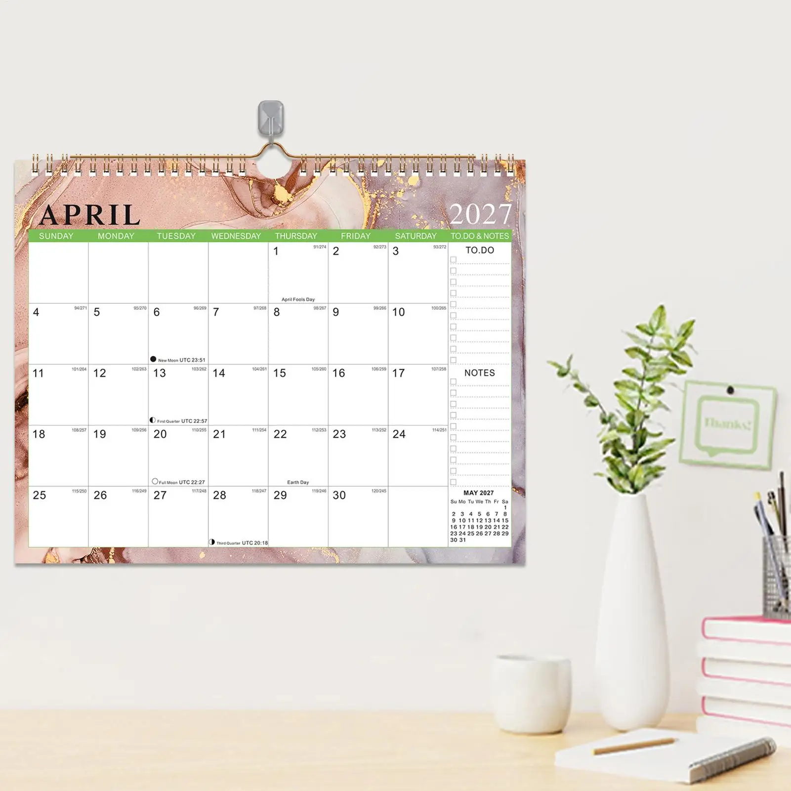 18 Month Wall Calendar Jan 2027 to Jun 2028, Hanging Monthly Planner Task and Schedule Organizer for Home Office Reading Study