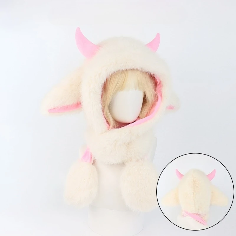 2025 Otoño e Invierno sombrero de Cosplay nueva chica linda rendimiento sombrero de una sola pieza accesorio de Cosplay sombreros de Lolita sombrero de Festival de cuerno de vaca
