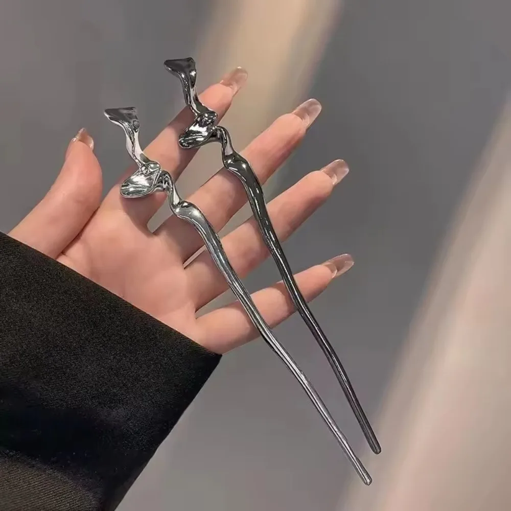 New Punk Metal Hairpin Chinese Style Simple Hair Sticks for Women Diy Hairstyle Design Tools Accessories Dropshipping view 5