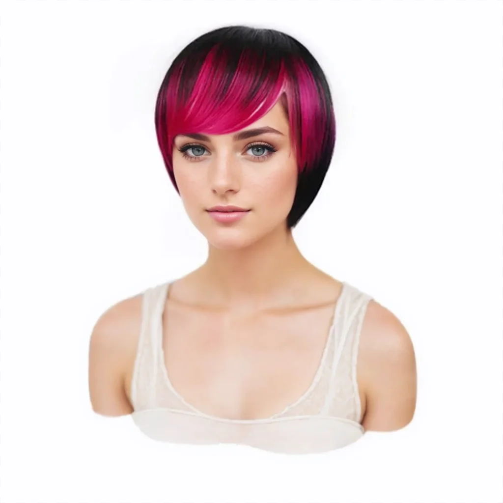 

Short Wigs Straight Bob Wig Colorful Ombre Color for Women Synthetic Wigs Cosplay and Drag Queen Natural Looking