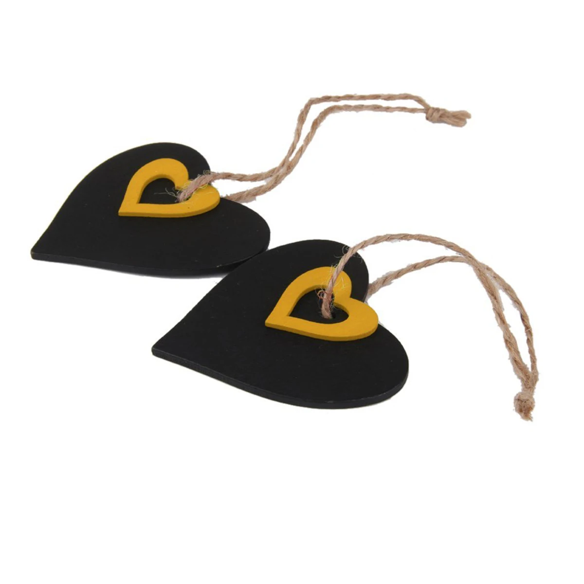 

10 Pcs Mini Wood Price Tags Heart Shape Wooden Blackboard Vintage Style Gift Bamboo Hanging Yellow Shaped