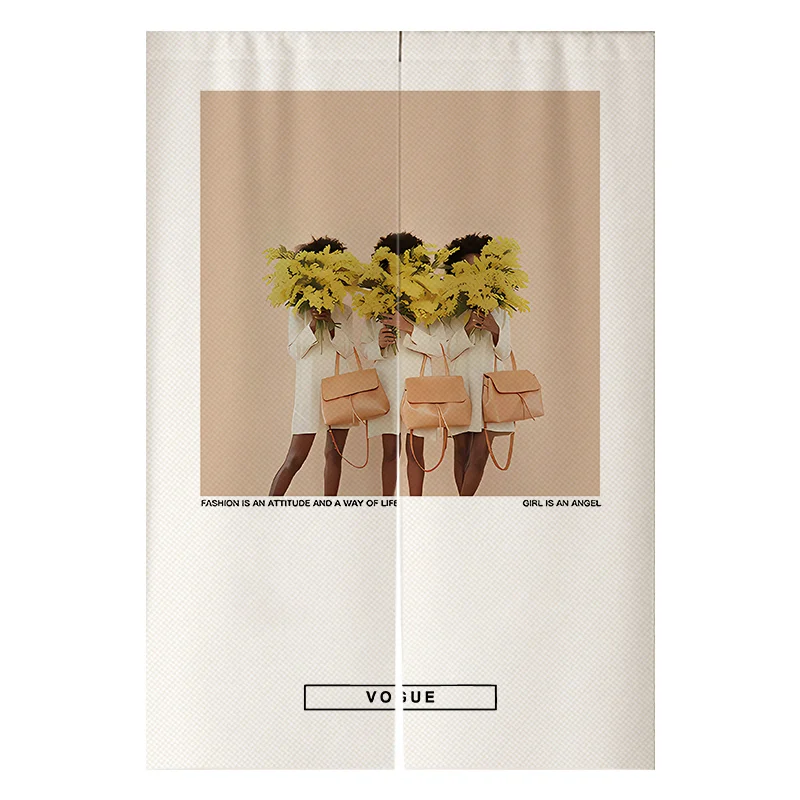 VIKAMA Trendy Noren No Drill Room Divider Privacy Door Curtain for Bathroom Bedroom Dressing Room Decor