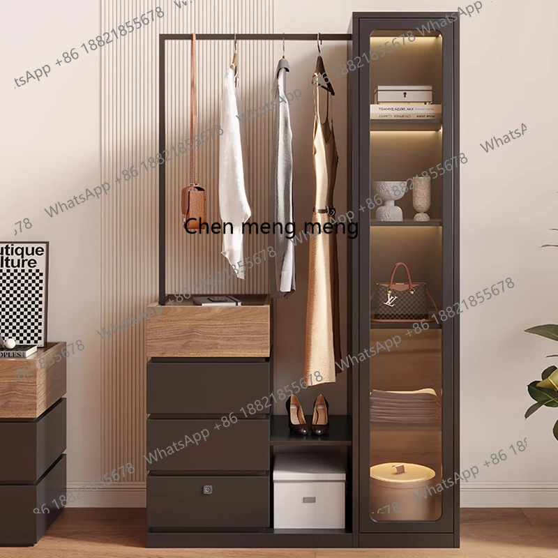 

Bedroom coat rack, full-length mirror, multifunctional bedside storage cabinet, fingerprint lock, floor-to-ceiling hanger.