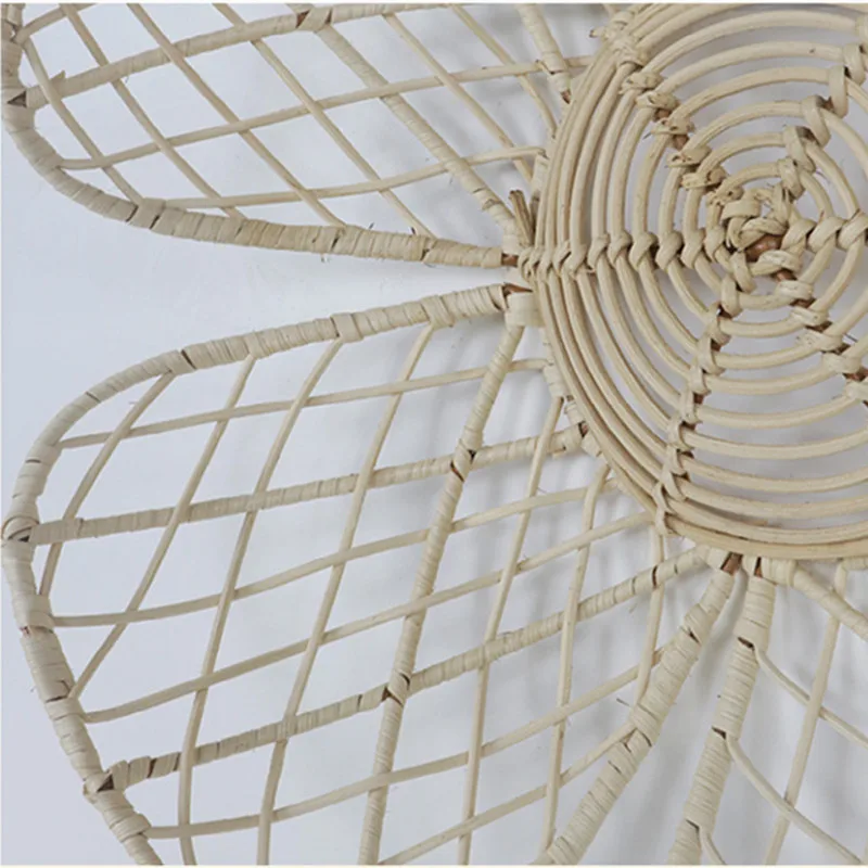 Imagem -04 - Nordic Woven Rattan Flor Enfeites de Parede Ins Natural Rattan Artesanato Arte Campo Pastoral Home Decor Adereços Foto