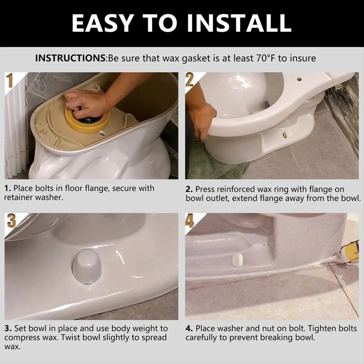 

3X Toilet Wax Ring Kit for Floor Outlet Toilets New Install or Re-Seat Include Closet Bolts,Bolt Cap