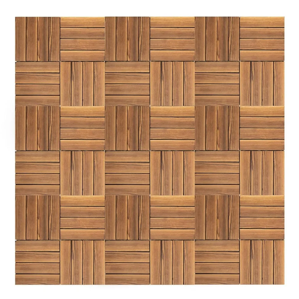 

36PCS Deck Tiles, Hardwood Interlocking Deck Tiles, Indoor Outdoor Camphor Wood Flooring Tiles, Floor Decking Tile, Floor Boards